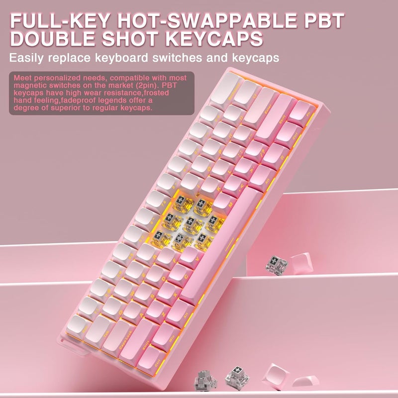 CORBOBO Aula WIN60 HE - 60% Mechanical Gaming Keyboard Wired, Hall Effect Magnetic Switch Hot Swappable,8000 Hz Polling Rate, RGB Keyboard 60 Percent Compact Design for PC (Gradient Pink) - Image 5